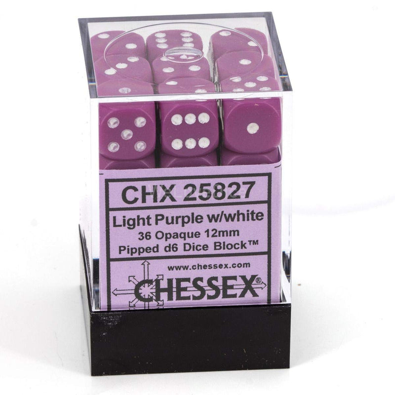 Chessex - 12mm - Opaque - Light Purple/White - CHX25827