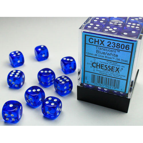 Chessex - 12mm D6 - Translucent Blue/White - CHX23806
