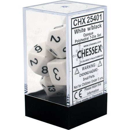 Chessex - 7-Die Set - Opaque White/Black - CHX25401