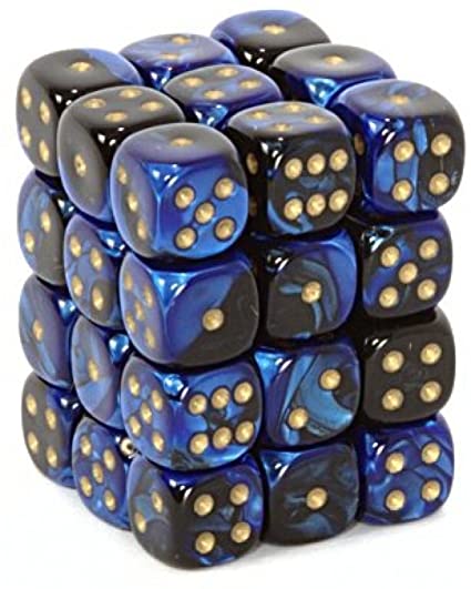 Chessex - 12mm D6 - Gemini Black-Blue/Gold - CHX26835