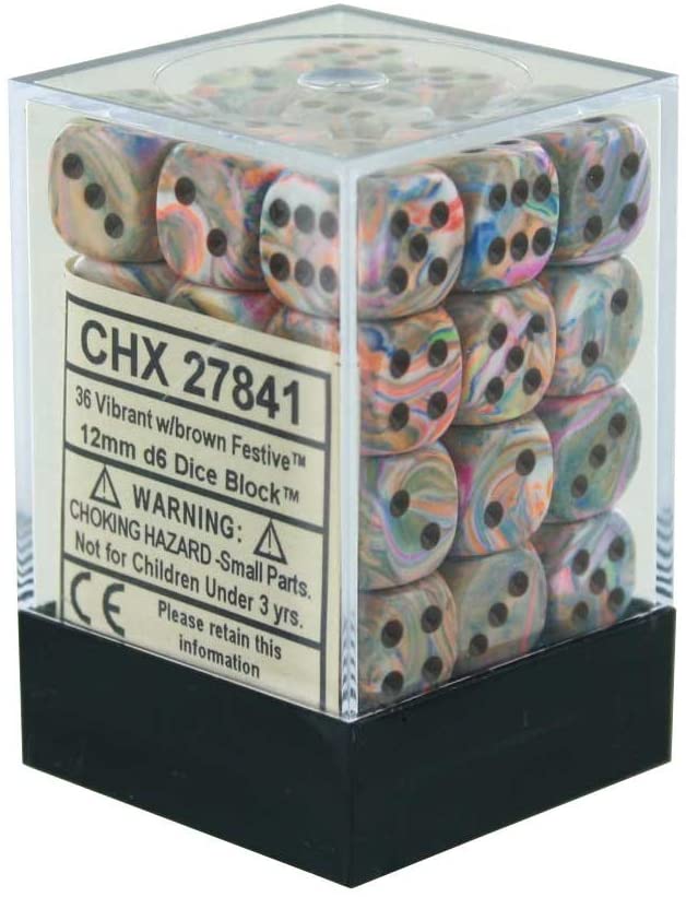 Chessex - 12mm D6 - Festive Vibrant/Brown - CHX27841