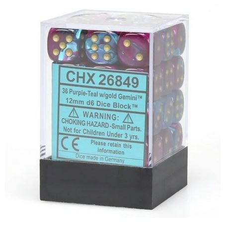 Chessex - 12mm D6 - Gemini Purple-Teal/Gold - CHX26849