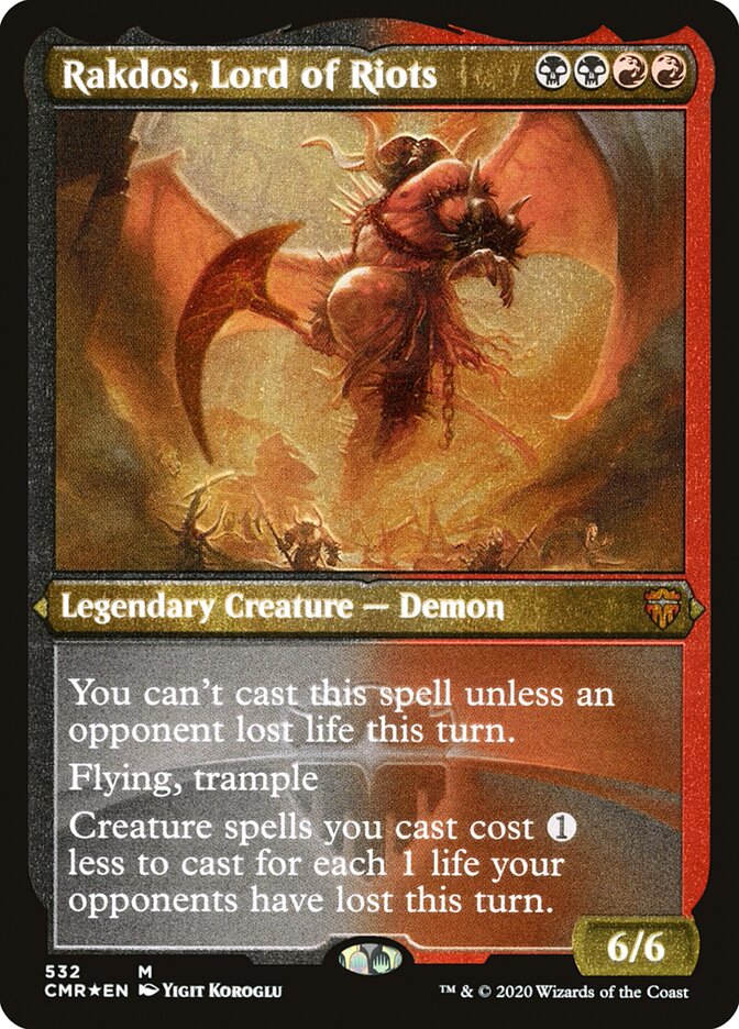 Rakdos, Lord of Riots (Etched) [Commander Legends]