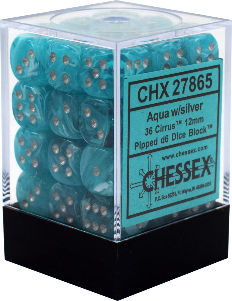 Chessex - 12mm D6 - Cirrus Aqua/Silver - CHX27865