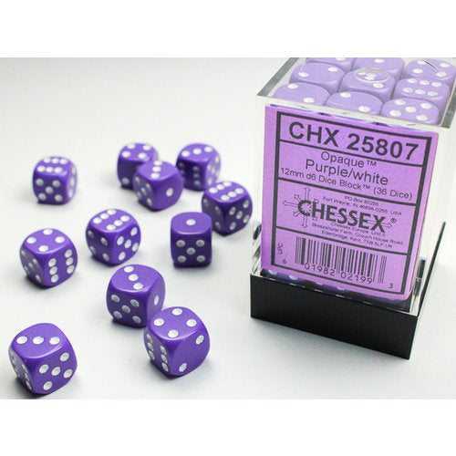 Chessex - 12mm D6 - Opaque Purple/White - CHX25807