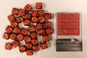 Chessex - 12mm D6 - Scarab Scarlet/Gold - CHX27814